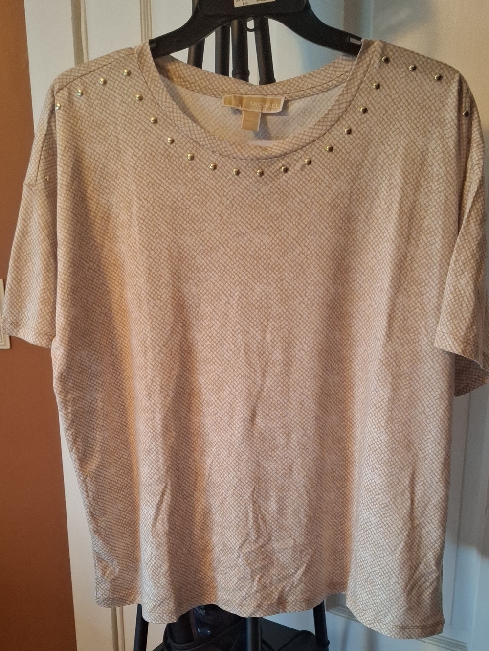 MICHAEL Michael Kors Beige Studded Short Sleeve Tee